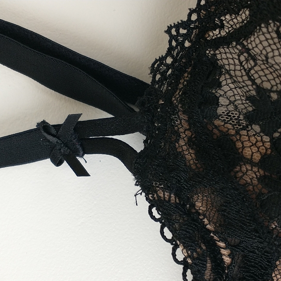 Victoria's Secret Black Lace Push Up Without Padding Underwire Bra 34DD - Picture 4 of 12